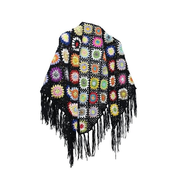 Other - Crochet Tassel Poncho Cape Women Handcrafted Fringed Wrap Boho Style